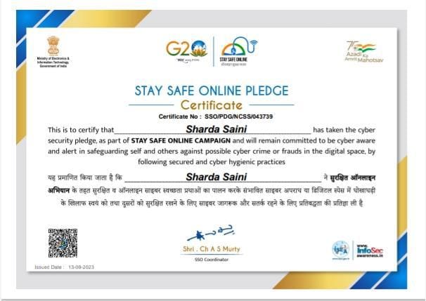 How Participate Pledge On NATIONAL CYBER SAFETY And SECURITY Certification