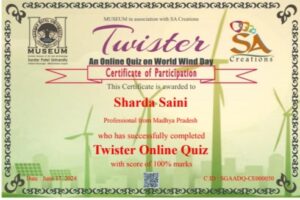 Online quiz competition on World wind day with Certificate