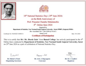 Online Quiz on National Statistics Day 2024 with Certificate 