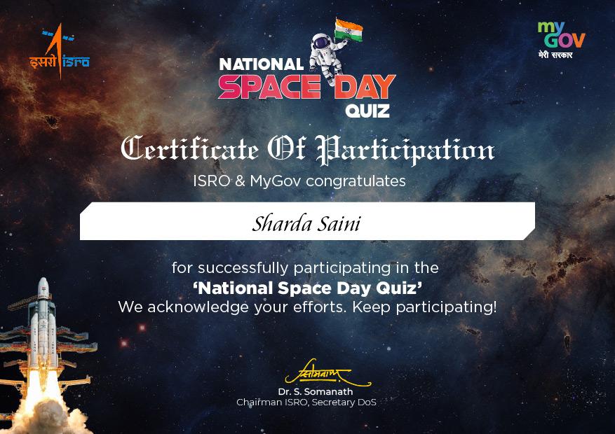 Quiz on National Space Day with Certificate & Cash Prizes