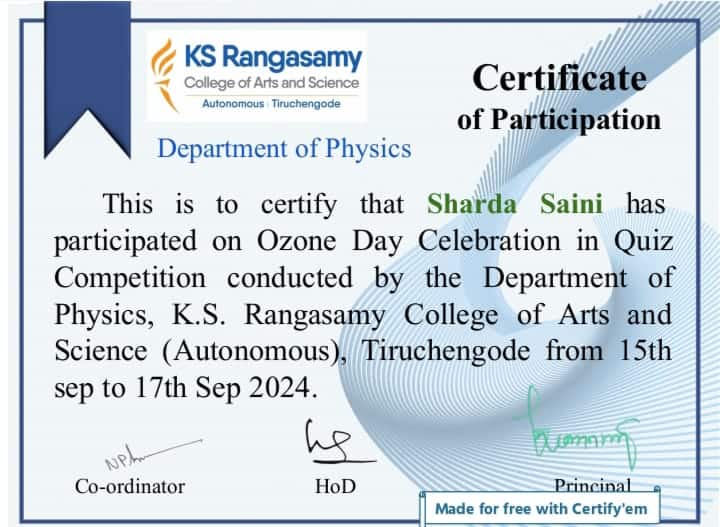 Quiz on International Ozone Day 2024 with E- Certificate