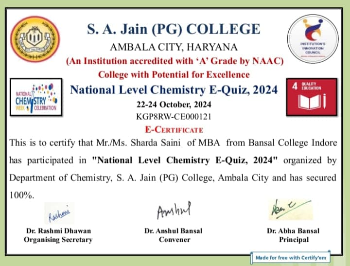 Quiz & Video Making Competition on National Chemistry Week