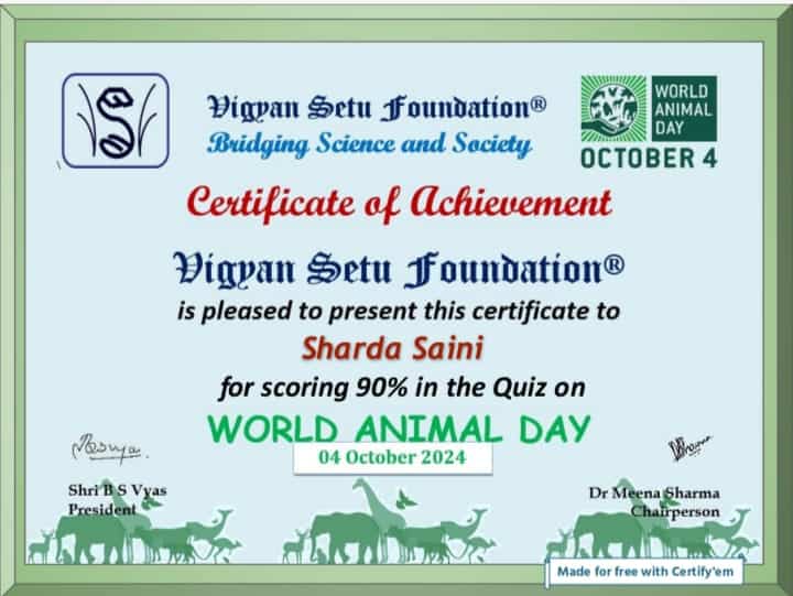 Online Quiz on World Animal Day 2024 with Certificate