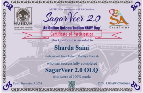 Online Quiz Indian NAVY Day Certificate