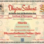 Online Quiz on Meditation Day- Quiz DhyanaSadhana Certificate.